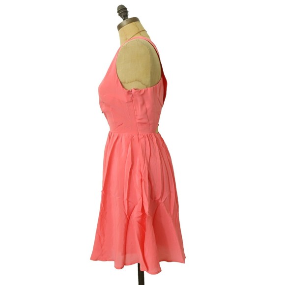 Line & Dot Revolve Silk Dress Size S Fit & Flare Cross Back Coral Pink NWT B32 - Picture 5 of 5